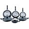 Herzberg 8 Pieces Marble Coated Frying Pan Set Color : Black