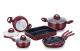 Herzberg HG-9016BR: 10 Pieces Marble Coated Cookware Set - Burgundy