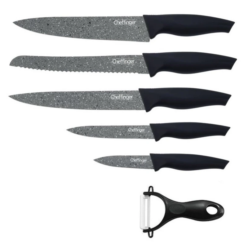 Cheffinger CF-MB05: 6 Pieces Granite Coated Knife Set