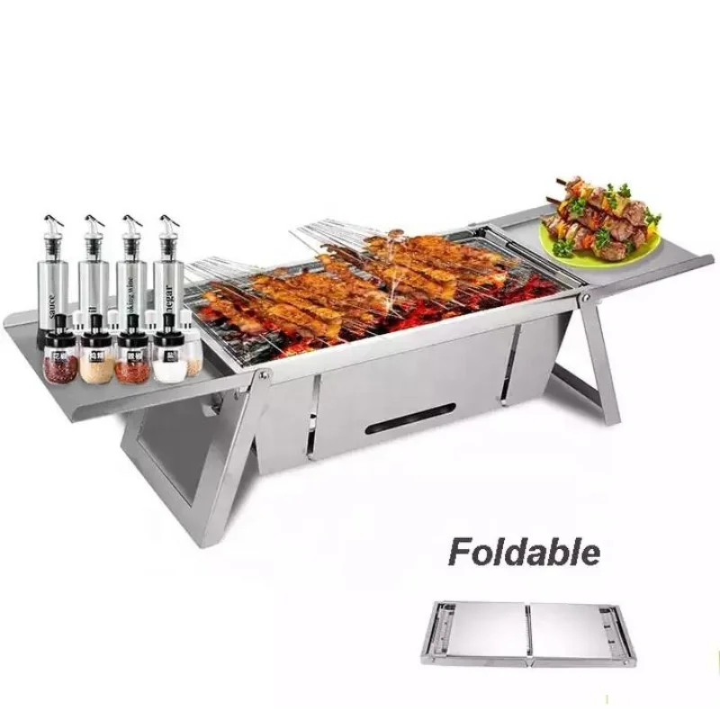Herzberg HG-04159: Foldable Tabletop Stainless Steel Barbeque Grill