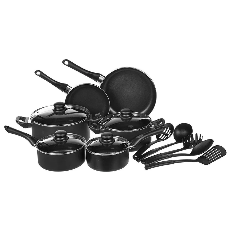 Herzberg HG-04241: 13 Pieces Non-Stick Cookware Set with Nylon Cooking Spoon Set
