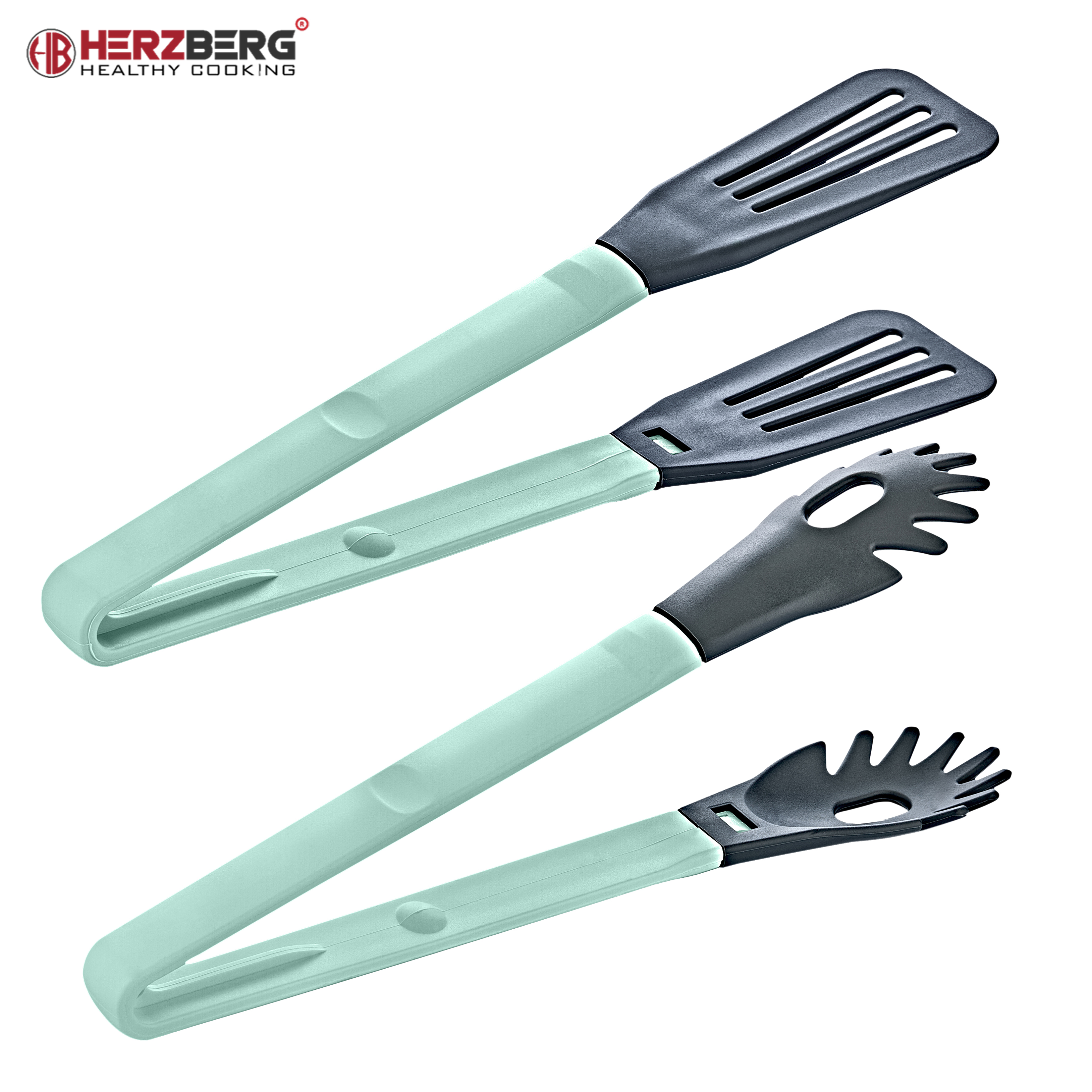 Herzberg HG-2N1CK4BLU: Cooking Pinzas para platos de nailon azul 2 en 1
