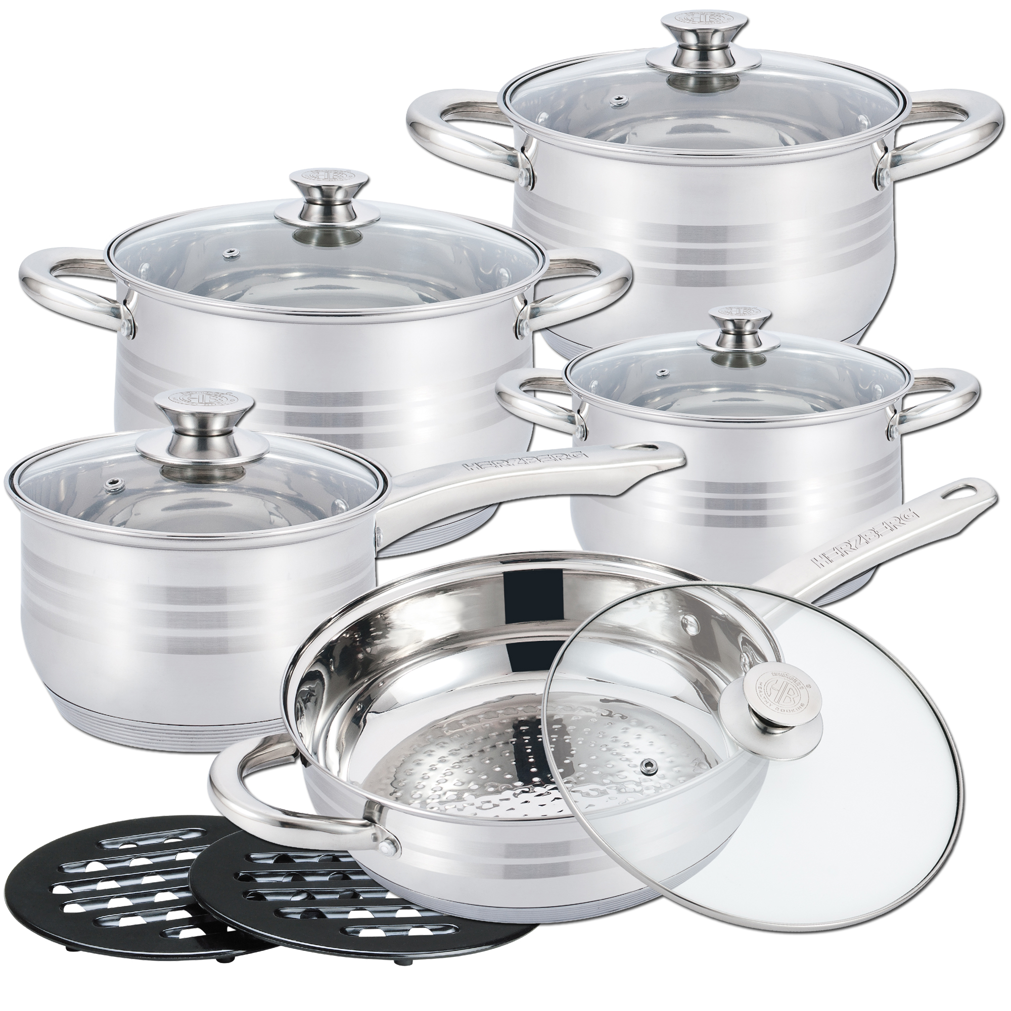 Herzberg 12 Pieces Stainless Steel Cookware Set