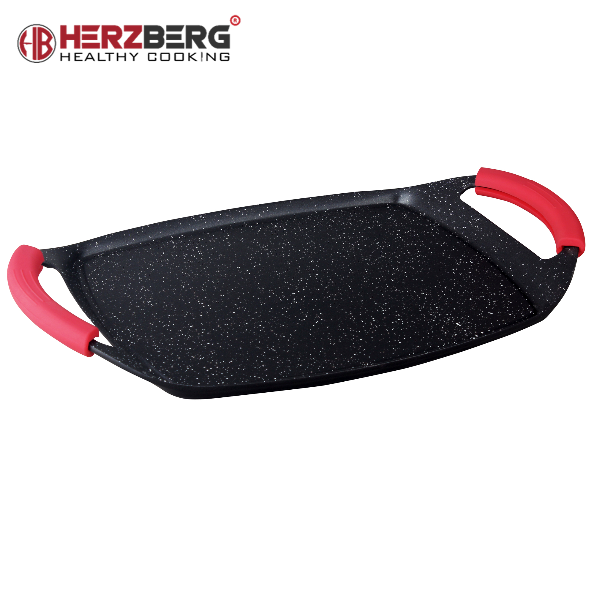 Herzberg HG-7047GP: 47cm Marble Coated Grill Plate