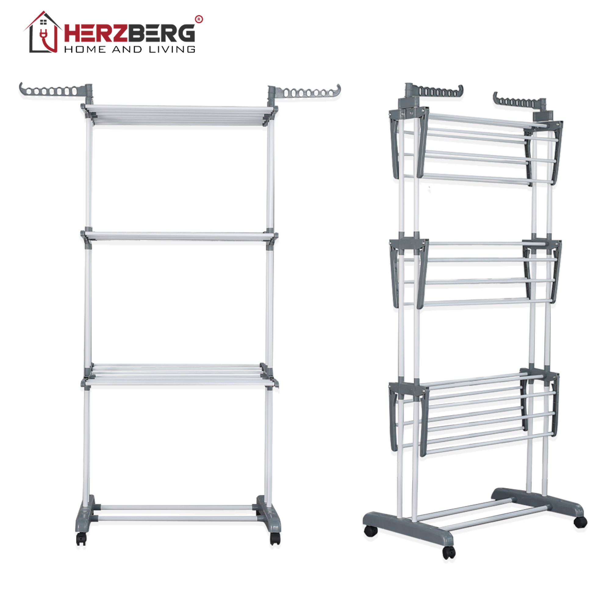 Herzberg HG-8034GRY: Moving Clothes Rack - Grey