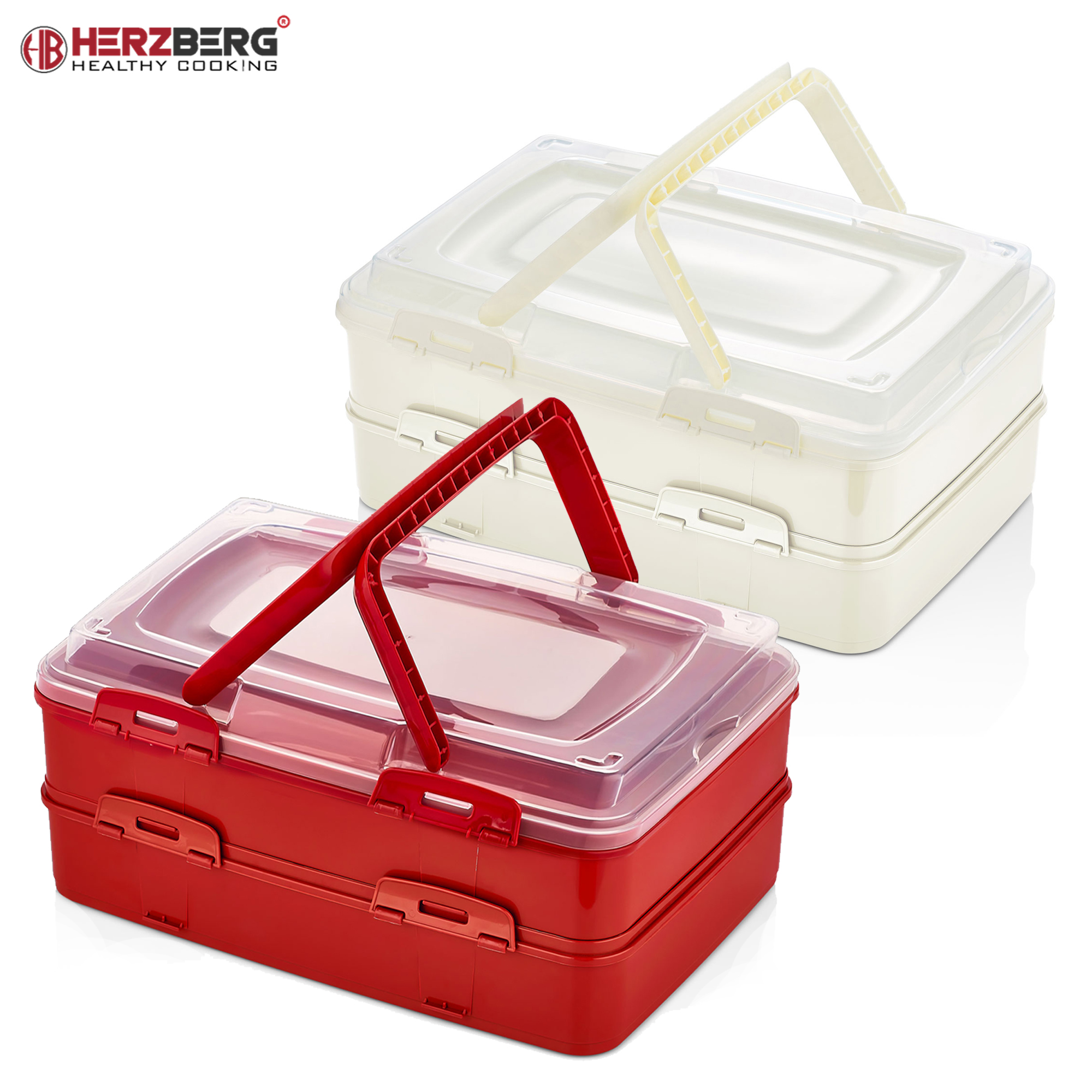 Herzberg Caja de transporte de pastelería para llevar dúplex
