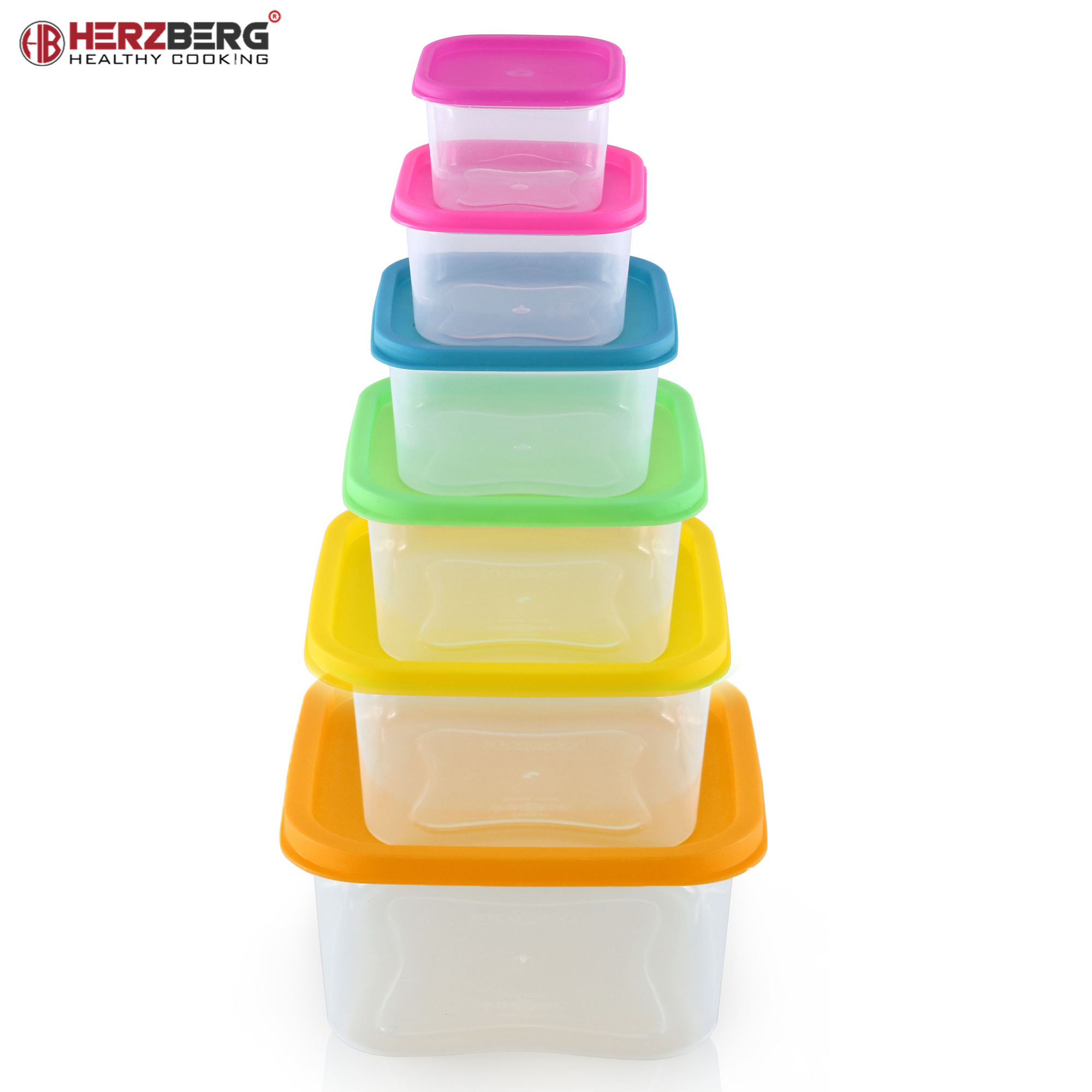 Herzberg 6-in-1 Square Food Storage Container Set