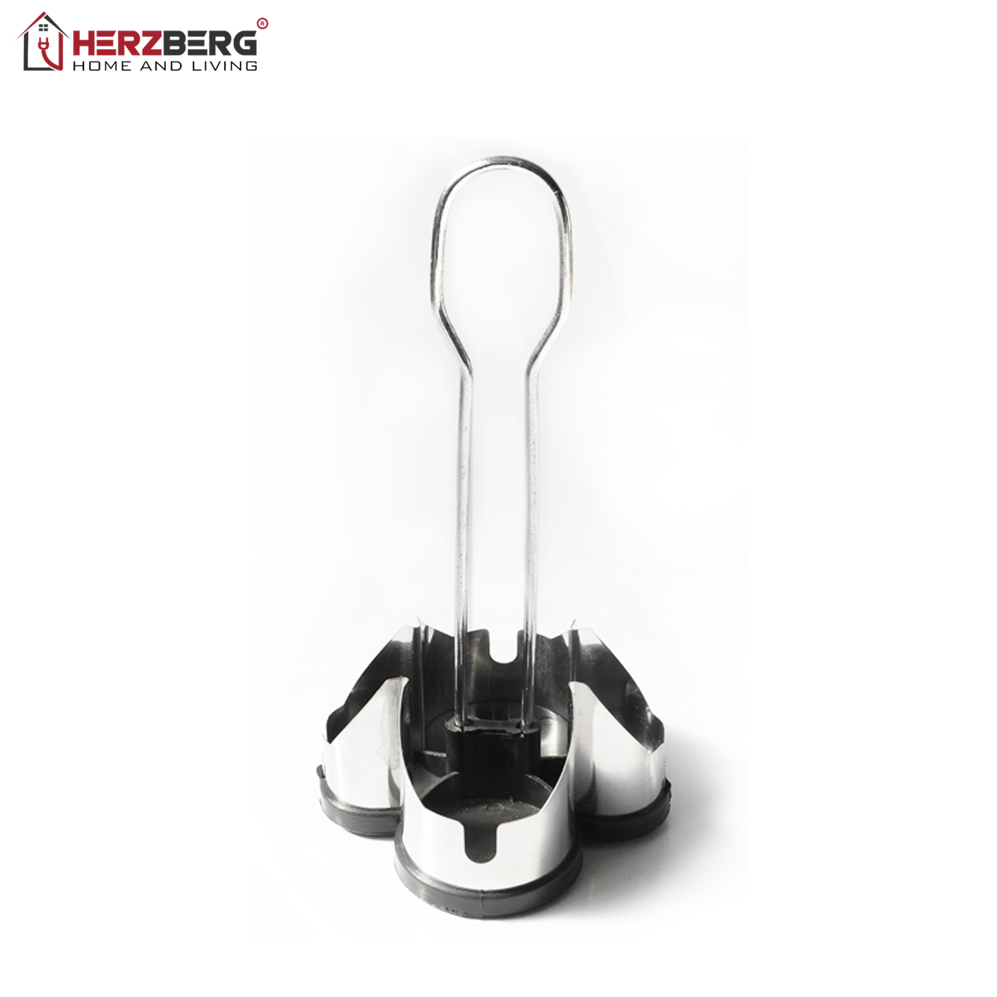 Herzberg HG-6006: Support à épices en acier inoxydable avec 4 bocaux en verre