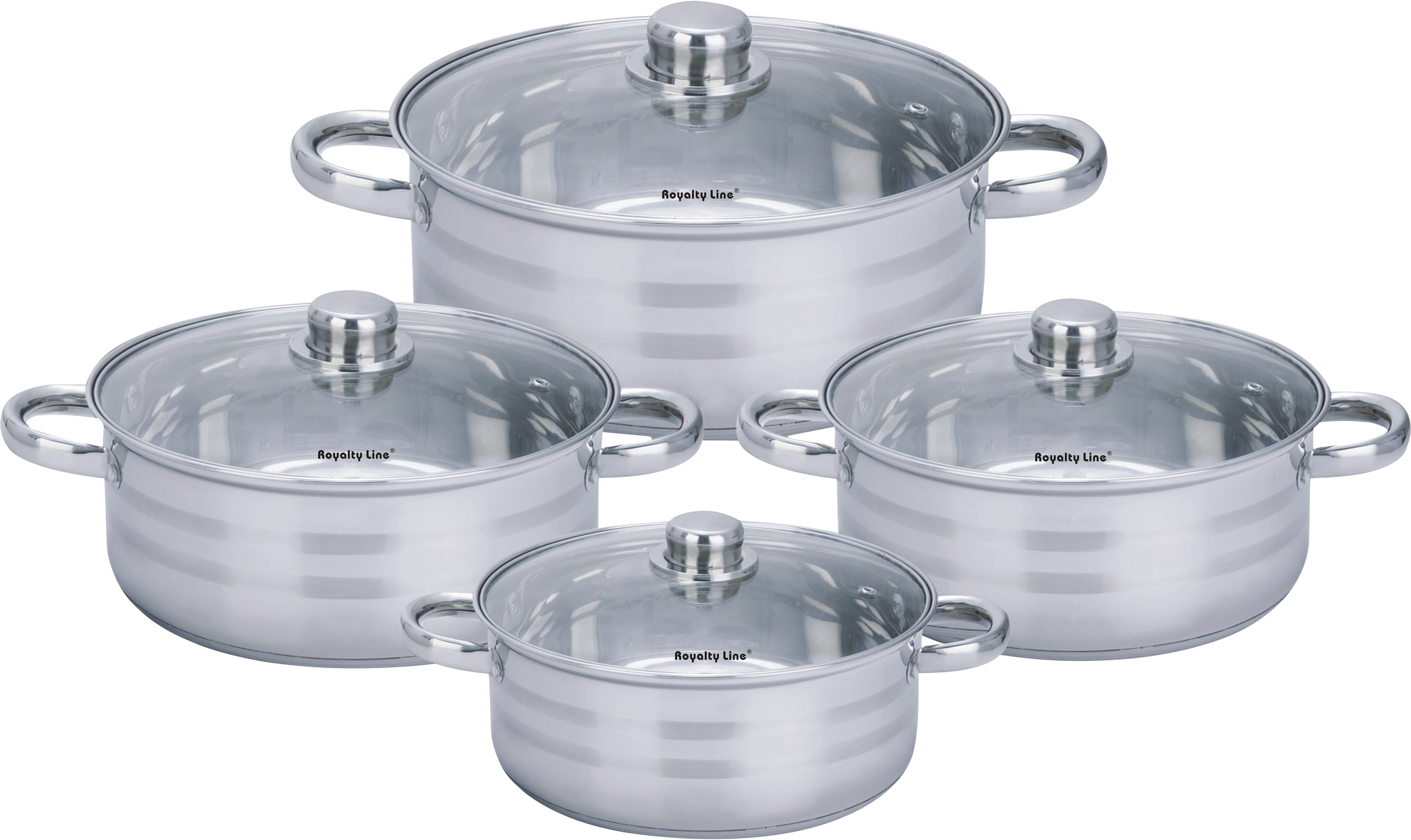 Royalty Line RL-SP7: Stainless Steel Cookware Set with Lids - 8 Pieces