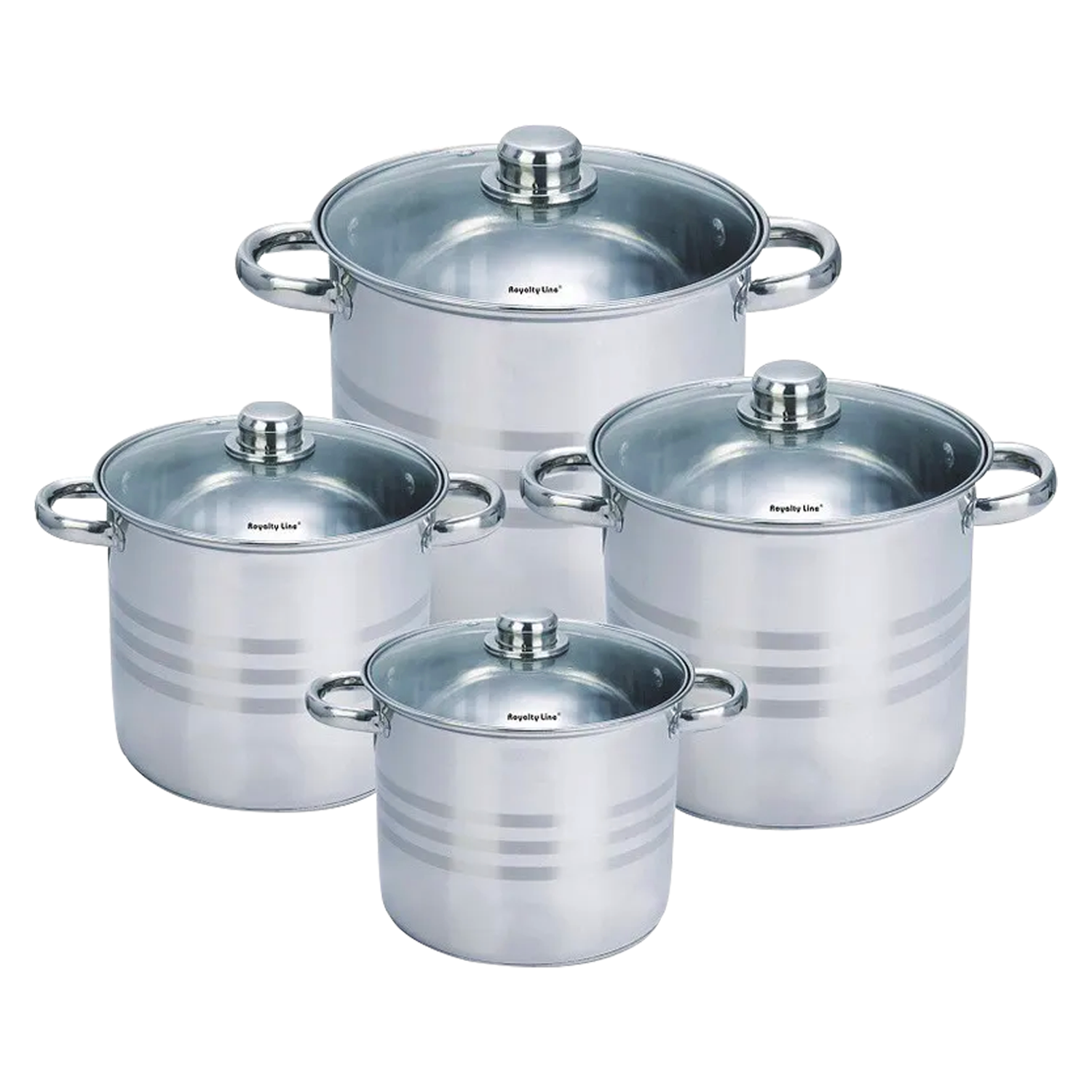 Royalty Line RL-SP8:  8 Pieces Deep Stainless Steel Pot Set