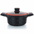 Herzberg HG-RSCAS32: Granite-Coated Casserole with Glass Lid - 32CM