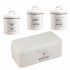 Herzberg HG-04418: 4 Pieces Vintage Bread Box and Canister Set - Matte Cream